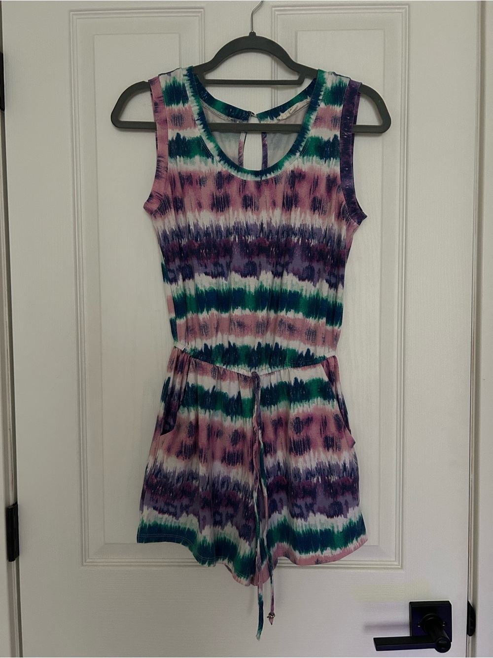 Kingston Girls Tie-Dye Romper in Pink, Purple & Teal